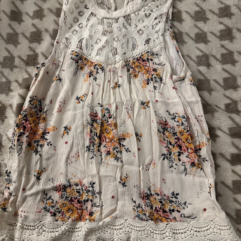 Altar'd State Cream Pleated Tie Front Blouse